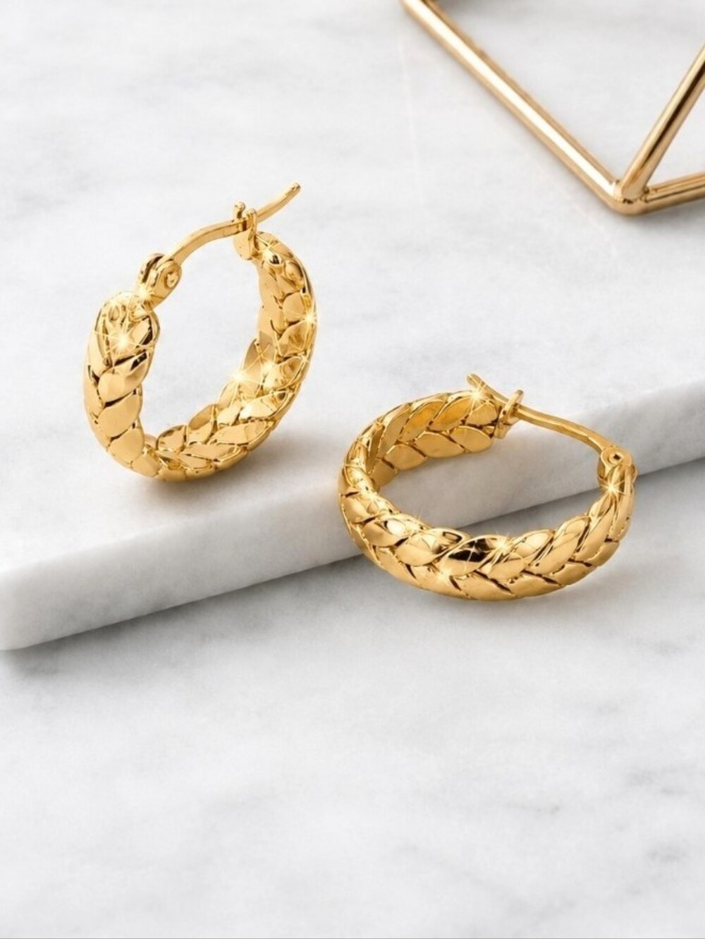 Gold Braided Hoop Earrings